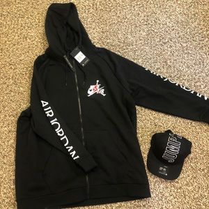 Brand new Jordan Brand zip-up sweatshirt and hat
